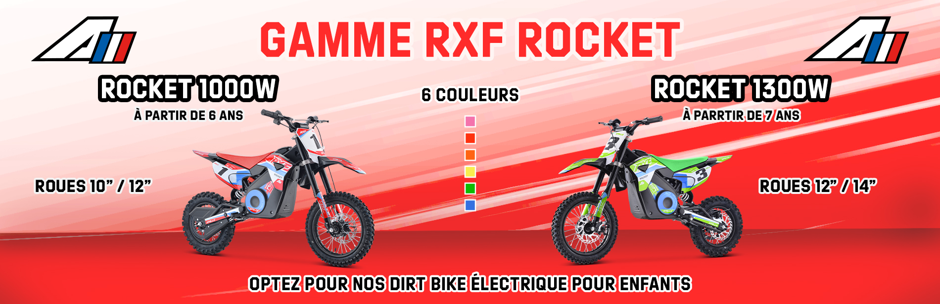 Dirt Bike moto électrique enfant 1000 Watts RXF Rocket Orange pour enfant  de 6 à 10